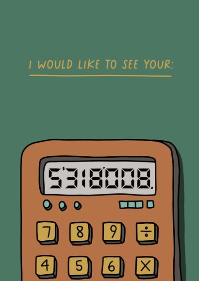 Funny Valentine's Day Card - School Calculator - Boobies created by Sarah Harding