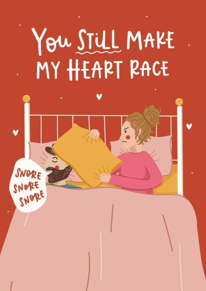 Funny Valentines Day Card - Snoring - Heart Race created by Abbie Imagine