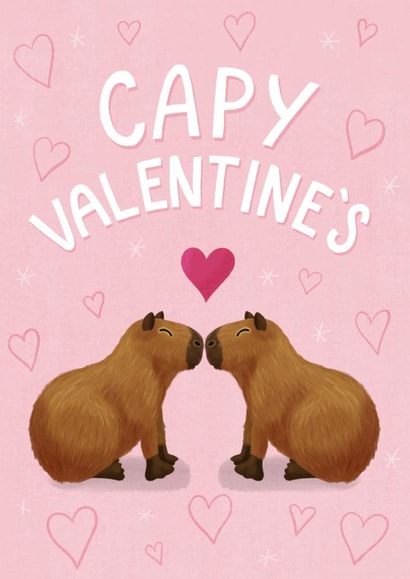 Cute Valentine's Day Card - Capybara created by Silky Rose Design