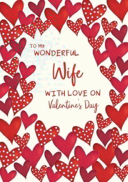 Classic Valentine's Day Card - Wonderful Wife - Hearts created by The Boy and the Bear