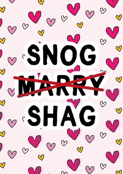 Fun Valentine's Day/Anniversary Card - Snog Marry Shag - Hearts created by Gem Draws Stuff