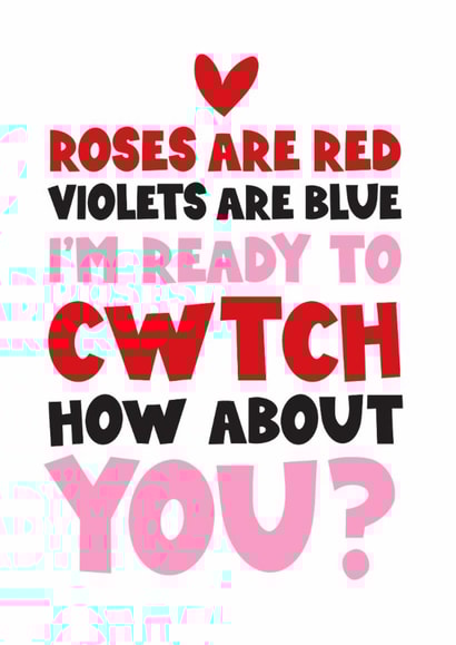 Cute Valentine's Day Card - Welsh Cwthch - Cuddle created by Mrs Best Paper Co.