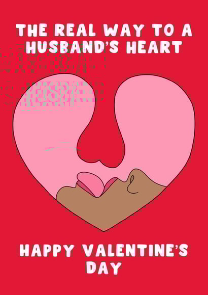 Cheeky Valentine's Day Card - For Husband - The Real Way To A Husbands Heart created by Pink Peach Cards