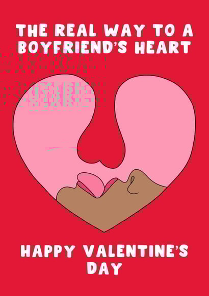 Cheeky Valentine's Day Card - For Boyfriend - The Real Way To A Boyfriends Heart created by Pink Peach Cards