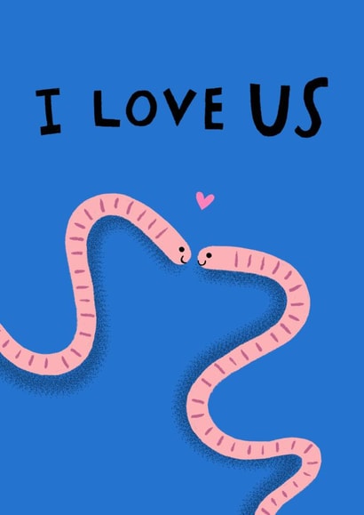 Cute Valentine's Day Card - Worms - I Love Us created by @AimeeStevens.Design