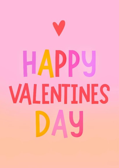 Classic Valentines Day Card - Colourful Typography created by Sian Moore Illustration