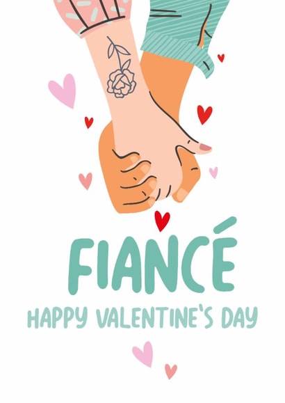 Cute Valentine's Day Card - For Fiancé - Holding Hands created by Superlush Cards