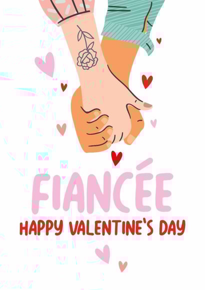 Cute Valentine's day Card - For Fiancée - Holding Hands created by Superlush Cards
