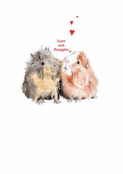 Cute Valentine's Day Card - Guinea Pigs - Love And Snuggles created by Crumble and Core