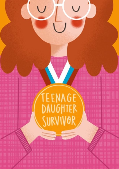 Cute Mother's Day Card - Teenage Daughter Survivor - Medal created by AbiGoLucky