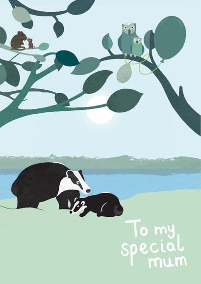 Cute Mother's Day/Birthday Card - For Mum - Badgers created by Joey Marsh