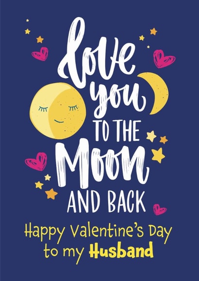 Cute Valentine's Day Card - Husband - Love You To The Moon And Back created by Geordies Love Gin
