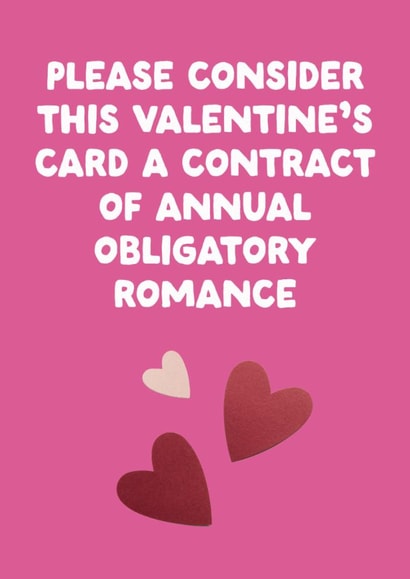 Funny Valentine's Day Card - Obligatory Romance created by The Buddy Fernandez Card Co.