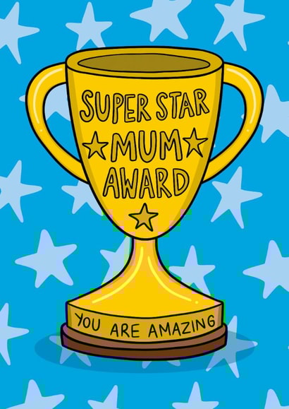 Cute Mother's Day Card - Amazing Mum Trophy created by TeePee Creations
