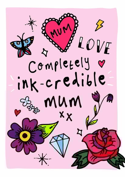 Fun Mother's Day Card - Ink-Credible - Tattoos created by Bow & Bell
