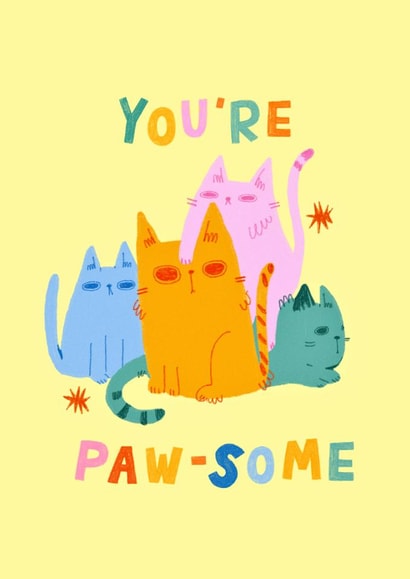 Cute Birhtday Card - You're Paw-Some created by A Does Art