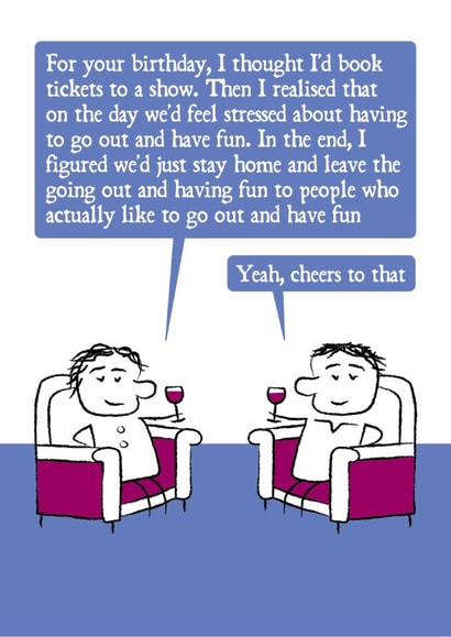 Funny Birthday Card - Stay Home - Introvert - Red wine created by Versed Aid