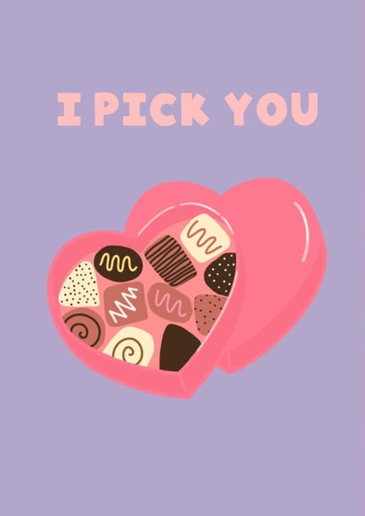 Cute Valentine's Day Card - Chocolate Box Card - I Pick You created by This Gal Designs