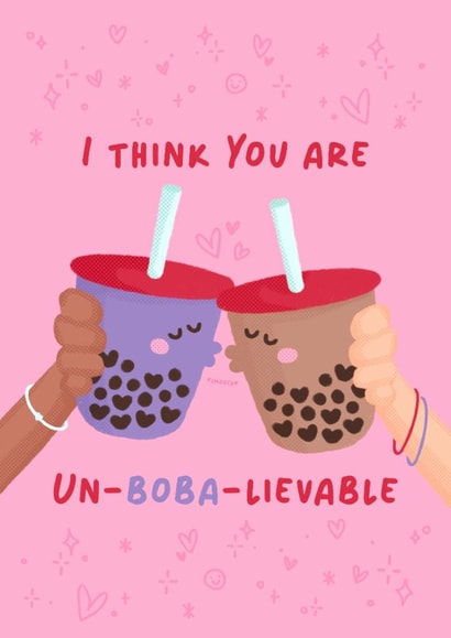 Cute Valentine’s Day Card - Boba - Pun created by Ellie MH Designs