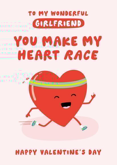 Cute Valentine's Day Card - For Girlfriend - Running created by Fliss Muir
