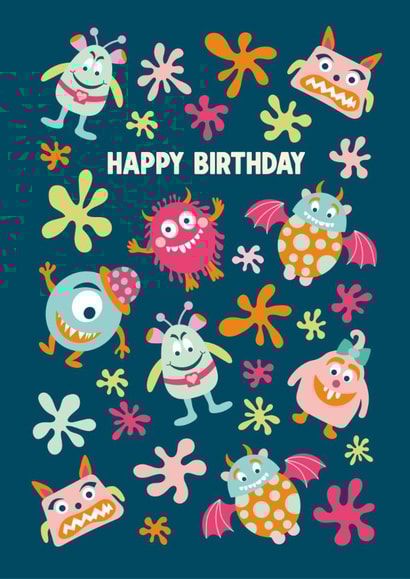 Cute Birthday Card - Monsters created by Elisabeth Cölfen