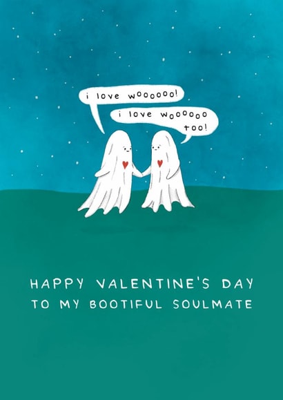 Cute Valentine's Day Card - Bootiful Soulmate - Ghosts created by Larry the Match