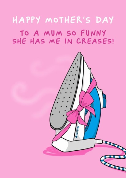 Funny Mother’s Day Card - In Creases Ironing Joke - For Laundry Lover Mum created by Running with Scissors