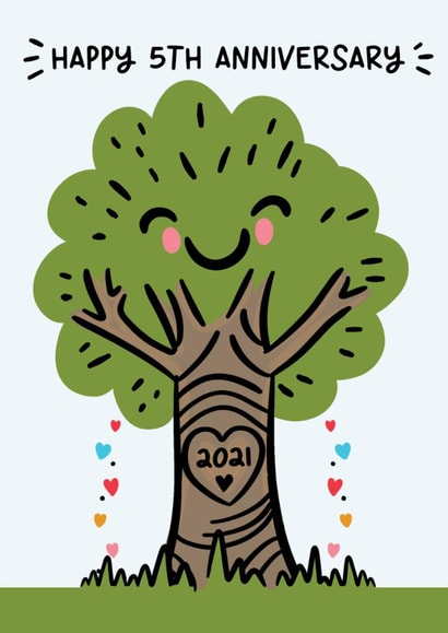 Cute Anniversary Card - 5th - Wood Anniversary created by Lyndsay Moon