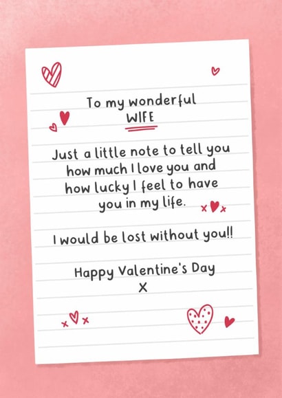 Heartfelt Valentine’s Day Card - For Wife - Handwritten Note created by Fliss Muir