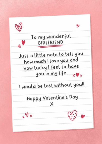 Heartfelt Valentine’s Day Card - For Girlfriend - Handwritten Note created by Fliss Muir