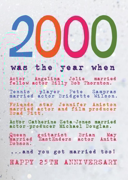 25th Wedding Anniversary Card - Married In 2000 created by Becka Griffin