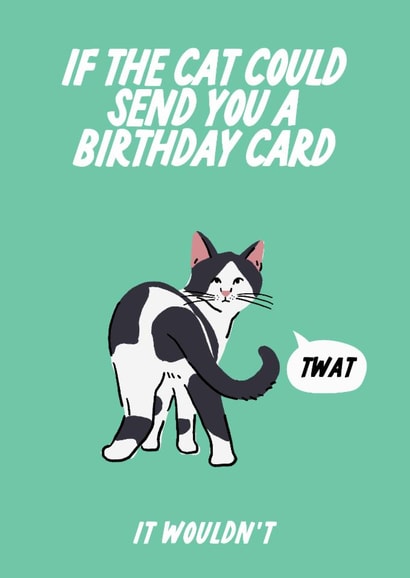 Funny Birthday Card - For The Cat - If Your Cat Could Sweary Cat created by The Marmalade Cat