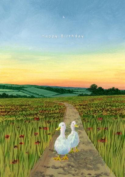 Cute Birthday Card - Evening Ducks - Happy Birthday created by Imogen Hunt