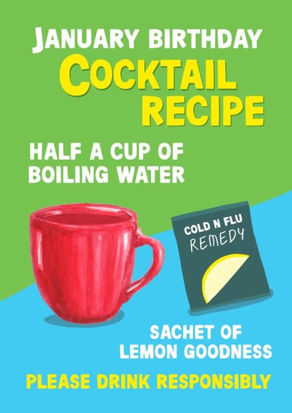 Funny Birthday Card - January Cocktail - Flu Season created by Pickled Prints