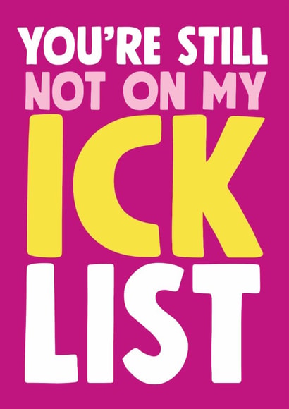 Fun Anniversary Card - Ick List - Typography created by Roll Creative