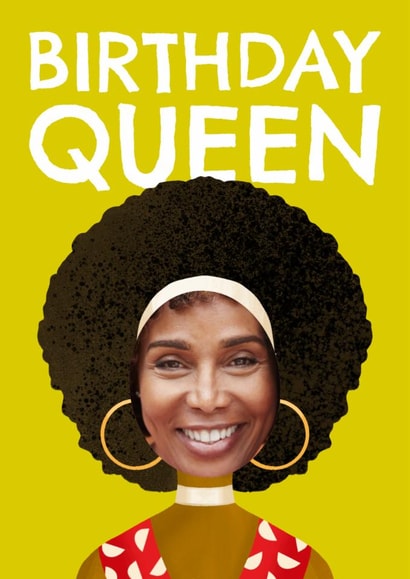 Fun Birthday Card - Birthday Queen - Afro created by AbiGoLucky