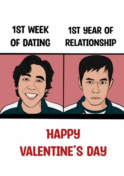 Funny Valentine's Day Card - Squid Game - First Week Versus First Year created by Doublea