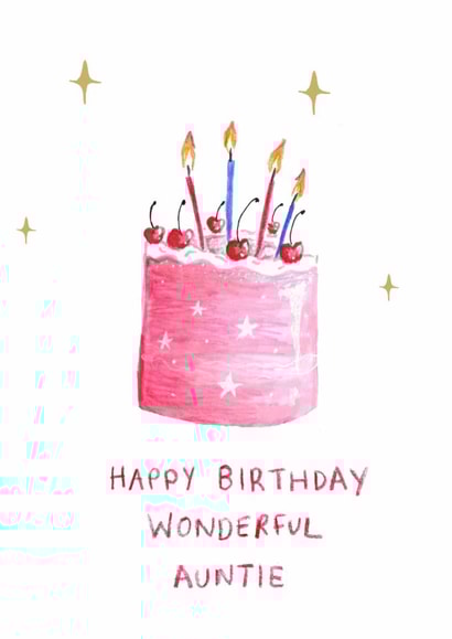 Classic Birthday Card - For Auntie - Pretty Cake created by HCD Illustration