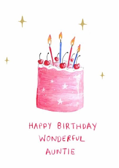 Classic Birthday Card - For Auntie - Pretty Cake | thortful