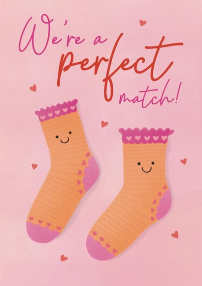 Cute Valentine's Day Card - Socks - Perfect Match created by Lisa Parker