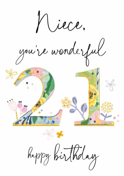 Traditional Birthday Card - 21st - Wonderful Niece created by Katie Phythian Design