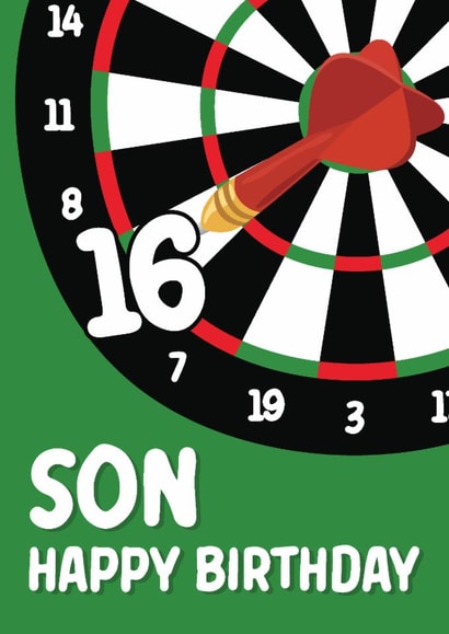 Classic Birthday Card - 16th - For Son - Darts created by Quinton cards