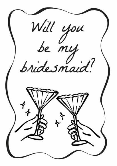 Modern Wedding Card - Will You Be My Bridesmaid? - Glasses created by Blush & Blossom 