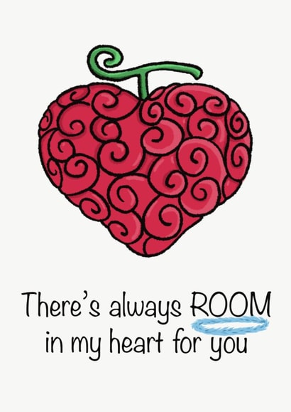 One Piece Anime Valentines Day Card with OP-OP No Mi Fruit created by Chibi Weeb Anime Cards