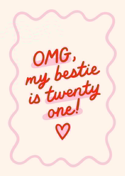 Classic Birthday Card - 21st - Bestie created by BW Illustrations