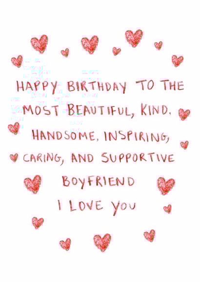 Heartfelt Birthday Card - For Boyfriend - Hearts created by HCD Illustration