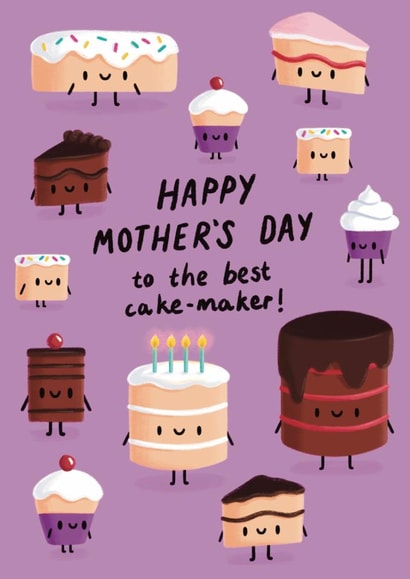 Cute Mother's Day Card - Best Cake Maker created by Sophie Kent Illustration