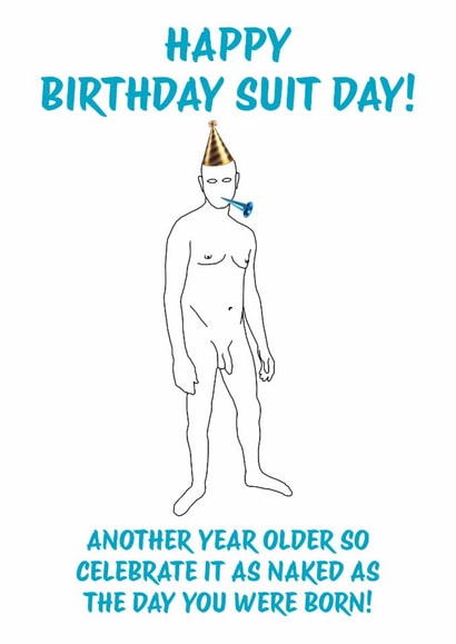 Birthday card - nude male - celebrate naked created by Berrimans Bare All