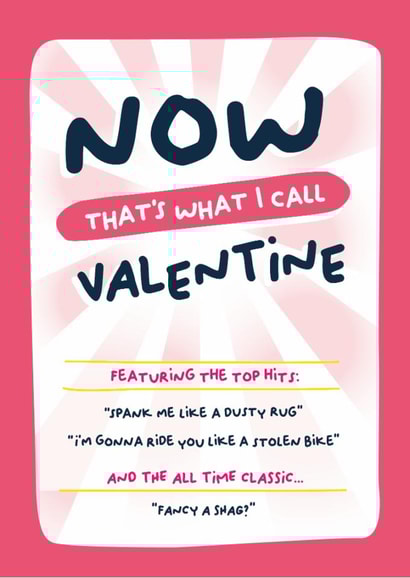 Cheeky Valentine's Day Card - Now That's What I Call Valentine - Top Hits created by PaperJam Print Co.