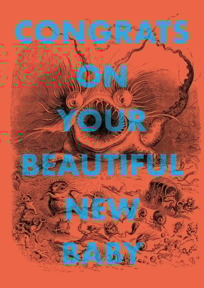 Fun New Baby Card - Congrats On Your Beautiful New Baby - Vintage Image created by OBJECTABLES